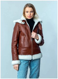 b 3 sheepskin leather bomber jacket for women